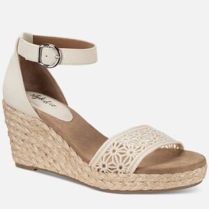 Style &Co Shirley Womens Faux Suede Platform Wedge Sandals